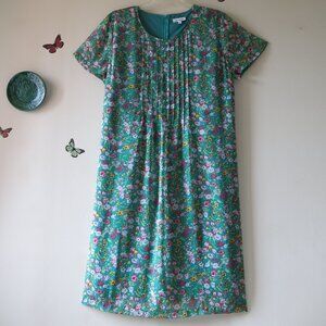 Vintage Serengeti Green Floral Voile Romantic Feminine Lined Long Dress Size 1X